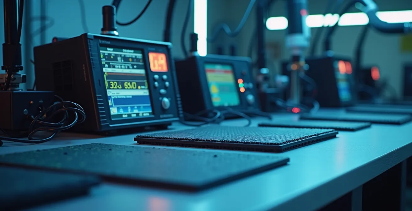 Workstation equipped with anti-static mats, ionizer, and humidity control devices